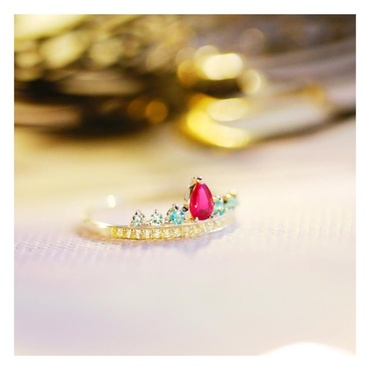 Серебряное кольцо с рубином и шпинелью